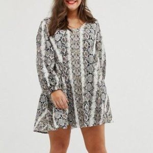 ASOS DESIGN Curve textured mini v neck swing dress